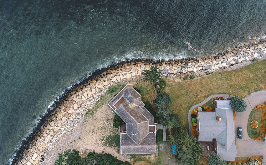 Sea wall aerial view